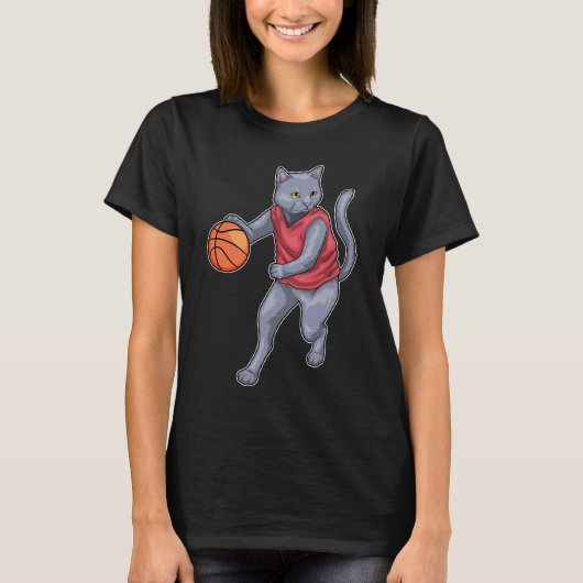 Cat Basketball-speler Basketball T-shirt (Voorkant)
