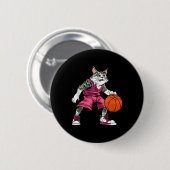 Cat basketbalspeler _ Basketbal Cat Tanktop Ronde Button 5,7 Cm (Voorkant /achterkant)