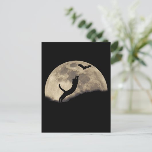 Cat Bat Moon Briefkaart (Staand voorkant)