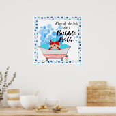 Cat Bathroom Cute Bubble Bath Cartoon Poster (Keuken)