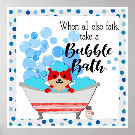 Cat Bathroom Cute Bubble Bath Cartoon Poster (Voorkant)