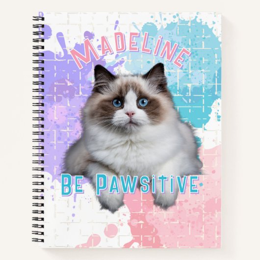 Cat Be Pawsitive Terug naar School Spiral Notitieb Notitieboek (Voorkant)