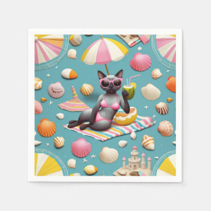 Cat Beach thema voor Siamese kattenliefhebbers Servet