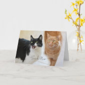 Cat bedankkaart kaart (Gele Bloem)
