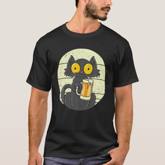 Cat beer Cat Meow Funny Drunken Cat T-shirt (Voorkant)