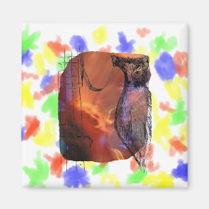 Cat Behind Bass Merged Singer Afbeelding Sketch Magneet