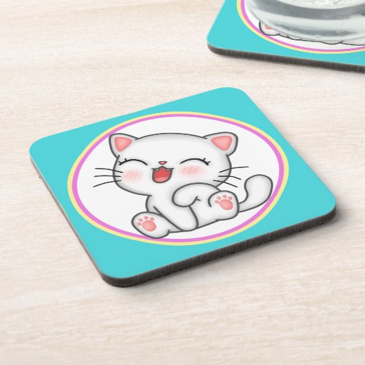 Cat Beverage Coaster Bier Onderzetter (Linkerzijde)