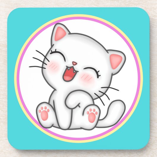 Cat Beverage Coaster Bier Onderzetter (Voorkant)