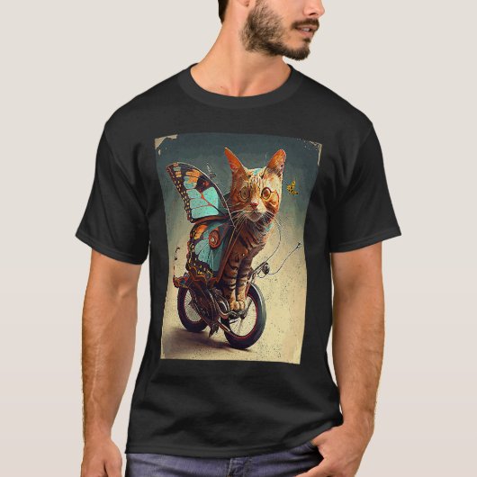 Cat Bike Butterfly T-shirt (Voorkant)