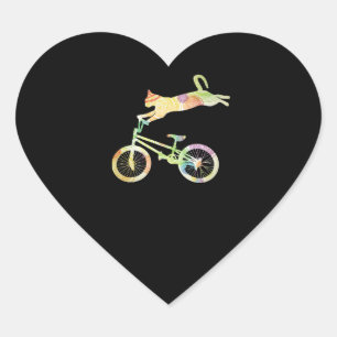 Cat Bike Cycling Bicycle - Uw CadeauCollectie Hart Sticker