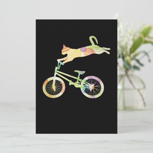 Cat Bike Cycling Bicycle - Uw Collectie voor cadea Bedankkaart (Staand voorkant)