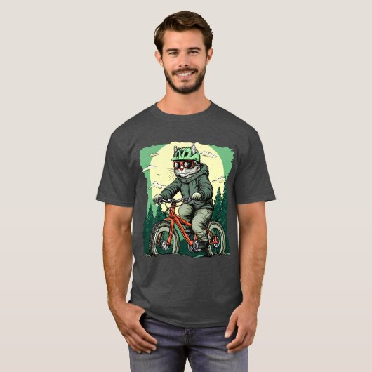 Cat biker / Bike cat T-Shirt (Voorkant volledig)