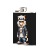 Cat Biker Rebel in Leather Jacket Cool Style Urban Heupfles (Links)