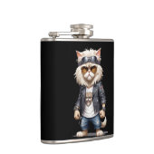 Cat Biker Rebel in Leather Jacket Cool Style Urban Heupfles (Rechts)