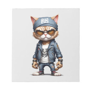 Cat Biker Rebel in Leather Jacket Cool Style Urban Notitieblok