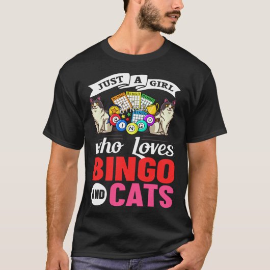 Cat Bingo Game Player Caller Card Board Balls T-shirt (Voorkant)