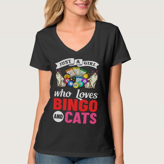 Cat Bingo Game Player Caller Card Board Balls T-shirt (Voorkant)