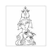 Cat Bird Lady Rubberstempel (Afrduk)