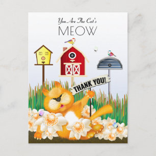 Cat Birds Garden Hartelijk dank Briefkaart
