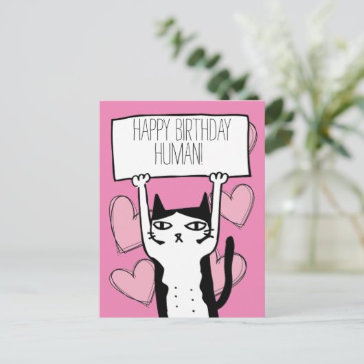 Cat Birthday Briefkaart (Staand voorkant)
