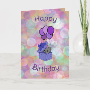 cat birthday card kaart