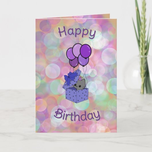 cat birthday card kaart (Voorkant)