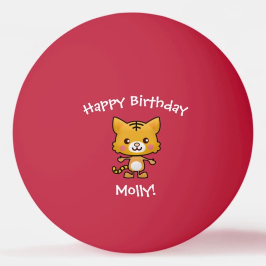 Cat Birthday Cute Happy Cartoon Gift Pingpongbal (Voorkant)