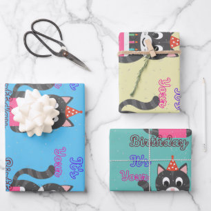 Cat Birthday Inpakpapier Vel