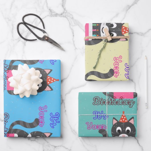 Cat Birthday Inpakpapier Vel (Voorkant)
