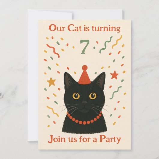 Cat Birthday Invitation Kaart (Voorkant)