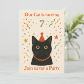 Cat Birthday Invitation Kaart (Staand voorkant)