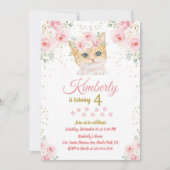 Cat Birthday Invitation Kitten Party Pawty Girl Kaart (Voorkant)