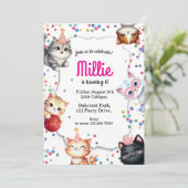 cat birthday invitation, kitty party invite kaart (Staand voorkant)