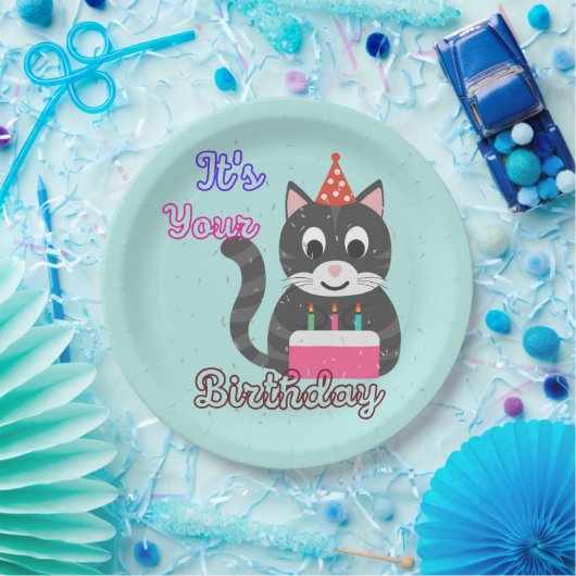 Cat Birthday Papieren Bordje (Feest)