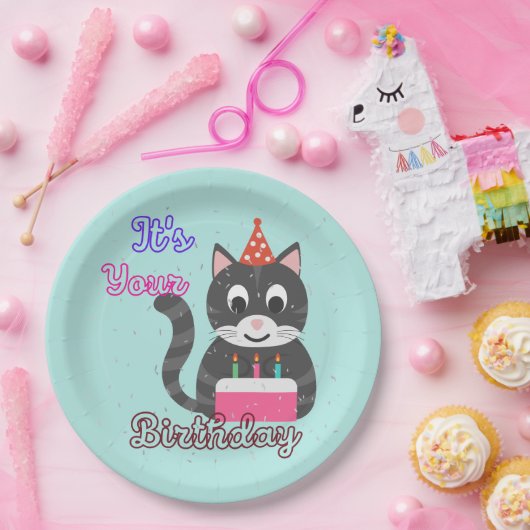 Cat Birthday Papieren Bordje (Feest)