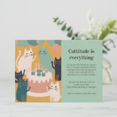 Cat Birthday Party Invitation Kaart (Staand voorkant)