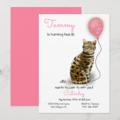 Cat Birthday Party Invitation Kaart (Voorkant / Achterkant)