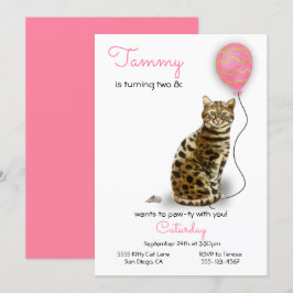 Cat Birthday Party Invitation Kaart