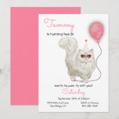 Cat Birthday Party Invitation Kaart (Voorkant / Achterkant)