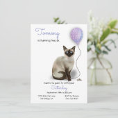 Cat Birthday Party Invitation Kaart (Staand voorkant)