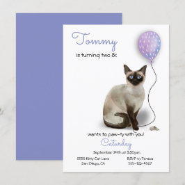 Cat Birthday Party Invitation Kaart