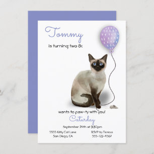 Cat Birthday Party Invitation Kaart