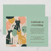 Cat Birthday Party Invitation Kaart (Voorkant / Achterkant)