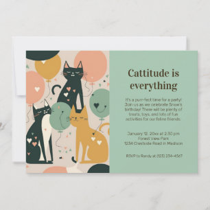 Cat Birthday Party Invitation Kaart