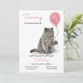 Cat Birthday Party Invitation Kaart (Staand voorkant)