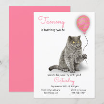 Cat Birthday Party Invitation