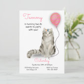 Cat Birthday Party Invitation Kaart (Staand voorkant)