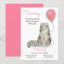 Cat Birthday Party Invitation