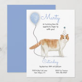 Cat Birthday Party Invitation Kaart (Voorkant / Achterkant)