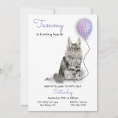 Cat Birthday Party Invitation Kaart (Voorkant)